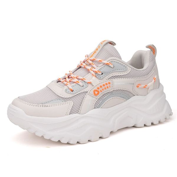 

casual shoes spring new thick soles increase popular sports dad shoes women's fashion versatile breathable single shoe soft soles trend, Black