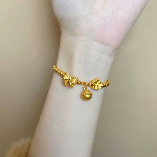 

bracelets golden bowknot bracelet women's 2023 new peach blossom bells full circle gold beads hand string gifts to girlfriend link a, Black