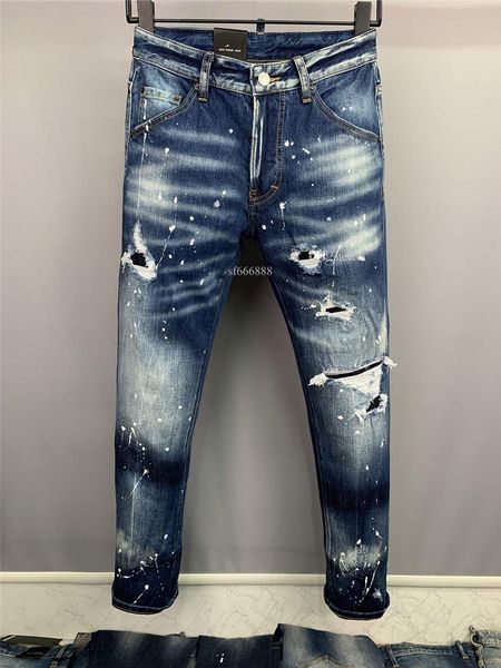 

italian jean pants fashion european and american men's casual jeans high-end washed hand polished quality optimized 9868 ifz, Blue