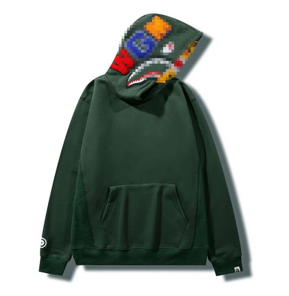 

men's hoodies sweatshirts bap and shark youth couple street wear sweater hip hop zip pullover loose multi colors baps hoodies, Black