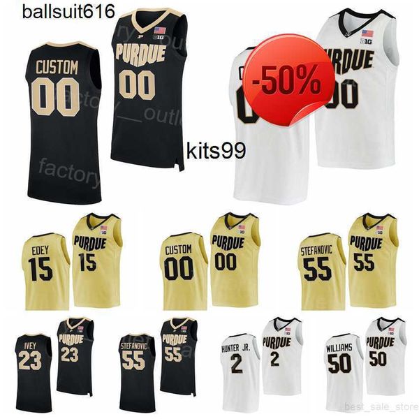 

ncaa college purdue boilermakers basketball 23 jaden ivey jersey 15 zach edey 50 trevion williams 55 sasha stefanovic 0 mason gillis 2 eric, Black;red