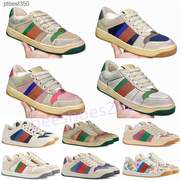 

men ggsity with bee box designer sneakers italy ggity shoes casual shoes women fashion leather dirty shoe screener embroidered green red str, Black