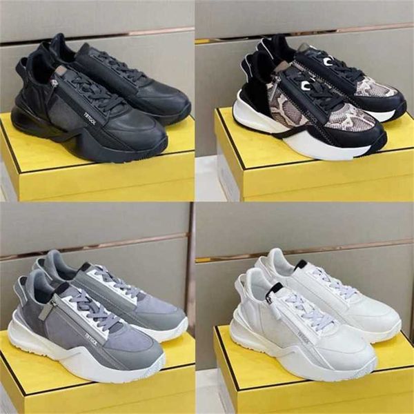 

men flow sneakers designer shoes nylon runner trainers suede leather low-cut shoes black white slip-on casual shoe with box no2595l4b