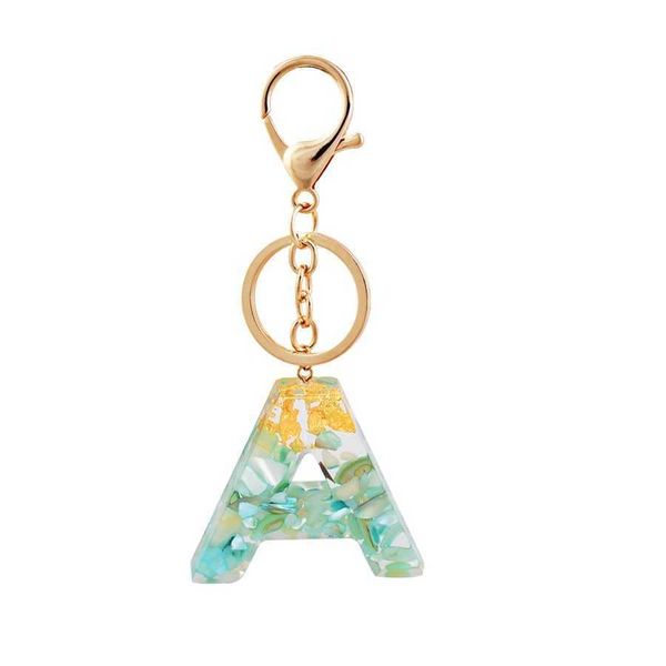 

key rings stone letter acrylic pendant key chain alphabet resin keyring initial capital letter a-z jewelry chain keyholder gifts r230311, Slivery;golden