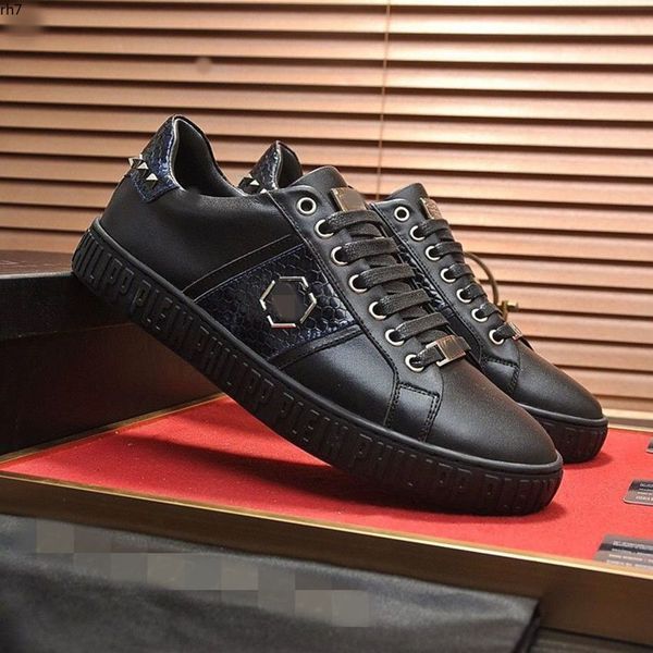 

casual shoes designer fashion luxury men's leather lace up platform oversized sole sneakers size 38-45 mkjijk rh7000002, Black