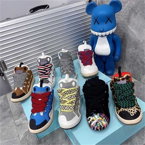 

mens womens casual shoes platform sole shoe lace up sneakers extraordinary mesh sneaker embossed leather curb calfskin rubber nappa lanvines, Black