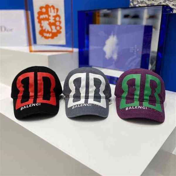 

balencaigas hat paris big double b graffiti letter baseball cap tide card yapifeng street shooting show han fan men's and wom242i, Blue;gray