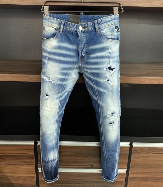 

new brand of fashionable dsquared2 european and american mens casual jeans highgrade washing pure hand grinding quality optimization lt9716, Blue