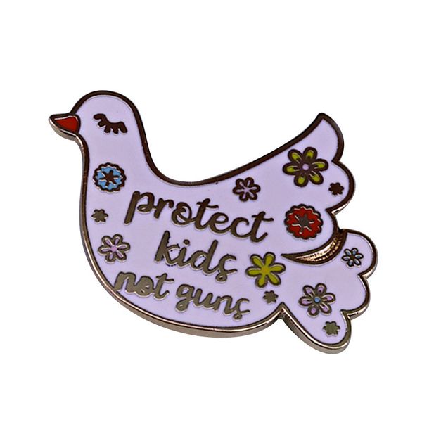 

protect kids not guns beautiful dove brooch cute anime movies games hard enamel pins collect metal cartoon brooch backpack hat bag collar la, Blue