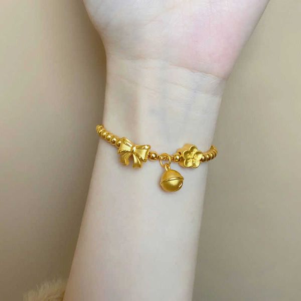 

bracelets golden bowknot bracelet women's 2023 new peach blossom bells full circle gold beads hand string gifts to girlfriend, Black