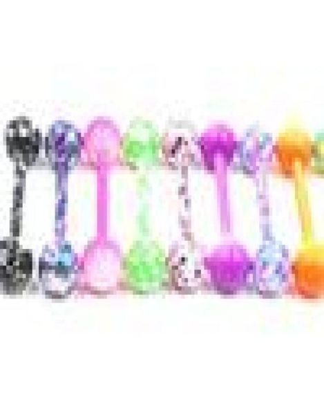 

100pcs body jewelry piercing tongue ring barbells nipple bar mix nice colors christmas gift 2278 q22178074, Silver
