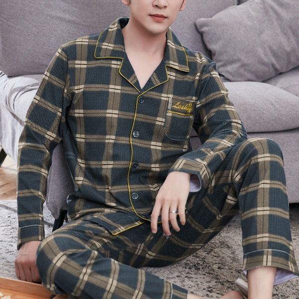 

men's sleepwear men sleepwear striped cotton pajama sets for men short sleeve long pants sleepwear pyjama male homewear lounge wear clo, Black;brown