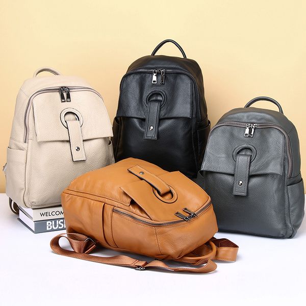 

women men backpack style genuine leather fashion casual bags small girl schoolbag business lapbackpack charging bagpack rucksack sport&outdo