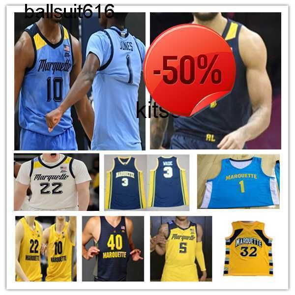 

custom ncaa marquette golden mu basketball jersey butler wade justin lewis darryl morsell kam jones stevie mitchell tyler kolek prosper oso, Black;red