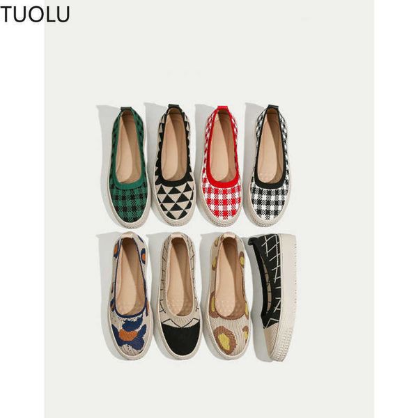 

dress shoes 2022 flat shoes women springautumn casual knitting single shoes platform loafers women latex insole printing woman shoes ladies, Black