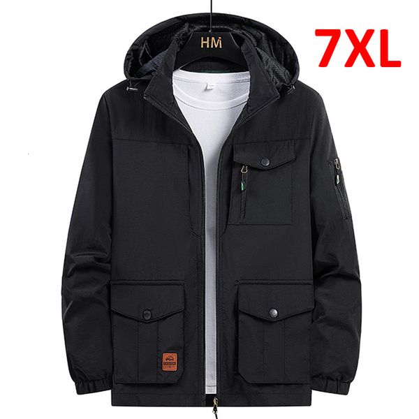 

men's jackets 6xl 7xl big size windbreaker men spring autumn cargo coat male outdoor outerwear plus coats khaki green 230311, Black;brown