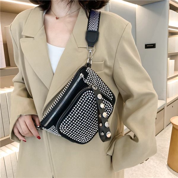 

waist bags studded crossbody for women fashion pack saddle design fanny pu leather chest travel phone sac 230310