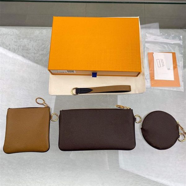 

leather small wallet woman mini coin purse zipper 3 pieces brand trio pouch clutch bags 0018223f, Red;black
