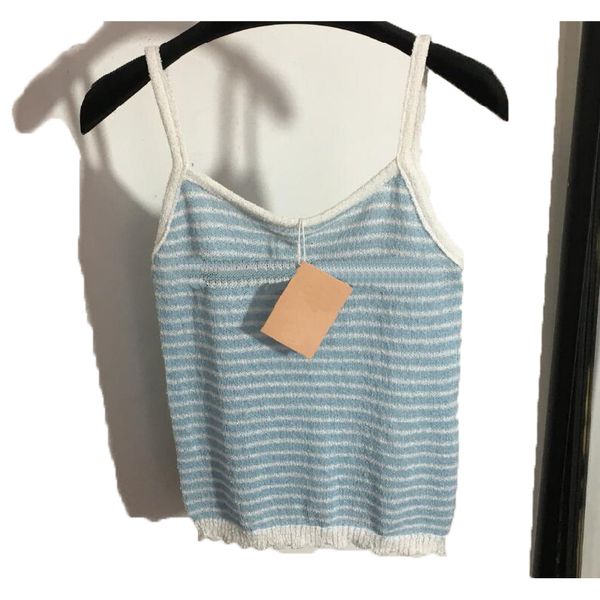 

summer cropped womens tanks designers knit vest sweaters t shirts designer striped letter sleeveless knits fashion style ladies pullover el, White