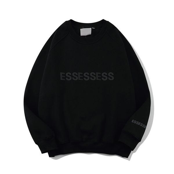 

designer mens essentail hoodie sweatshirts pullover streetwear essen hoodie oversized clothing mens hooded jumper refflective letter printi, Black