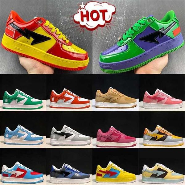 

designer bapesta sta low men women casual shoes nigo bathing apes fashion mens sneaker grey black patent leather green white abc camo blue p
