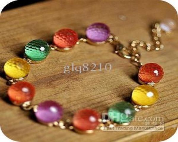 

selling fashion candy color crystal beads rhinestones bracelets gold color women stylish new 20pcslot8616597, Golden;silver