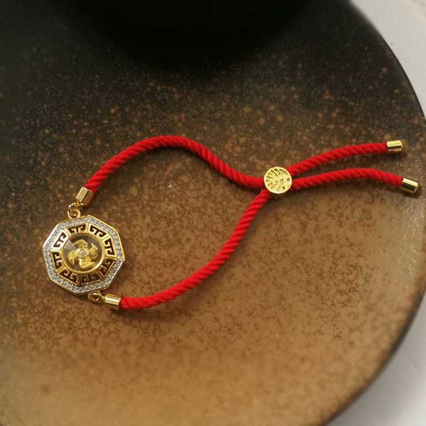 

bracelets thailand tourism new palace transfer bead bracelet birthyear red rope women's two-color gold-plated adjustable jewelry link a, Black
