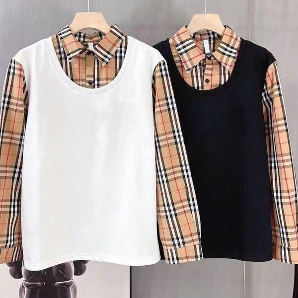 

new mens fake two pieces sweatershirt classic casual sweater men spring autumn clothing sweaters men's knitting shirt women outwear clo, White;black