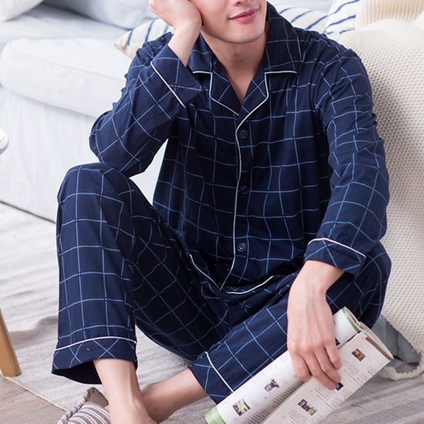 

men's sleepwear men's pajama sets simple sleepwear long sleeve cotton pant leisure outwear soft autumn winter plus size loungewear, Black;brown