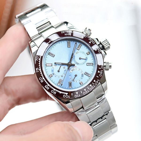 

luxury mens automatic sports watch all sapphire glass simple silver dial steel strap men main watch, Slivery;brown