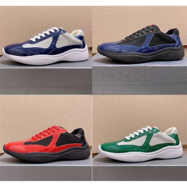 

men sneakers flat shoes sneakers casual trainers runner shoe blue black patent leather mesh lace-up outdoor men america 's cup xl with