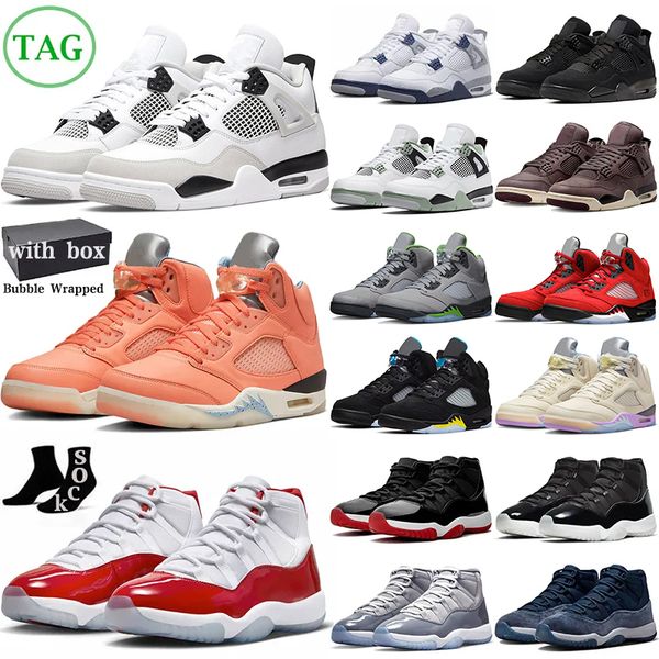 

with box 4 5 11 mens basketball shoes jumpman 4s pine green military black cat 11s bred cool grey 5s crimson bliss sail men women sneakers t, White;red