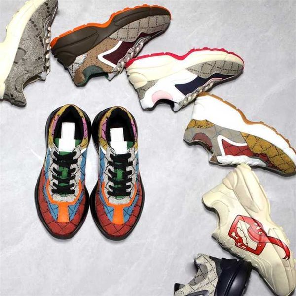 

designer sneakers rhyton casual shoes men women vintage daddy sneaker brand lady luxury runner trainers chaussures multicolor platform shoe, Black