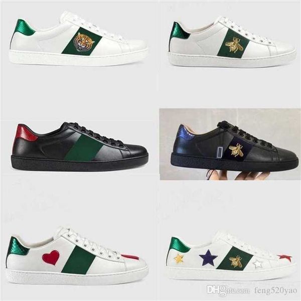 

white casual shoes women travel 100% leather lace-up sneaker mens lady designer running trainers letters woman shoe flat printed men gym sne, Black