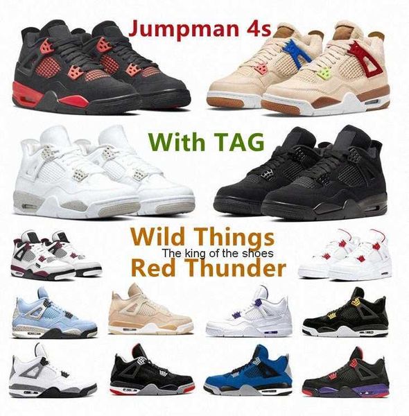 

2023 og 2023 mens jumpman 4 4s basketball shoes oil green university pink wild things red thunder blue lightning white oreo metallic purple