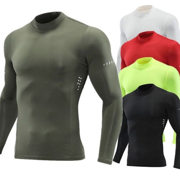 

men's rash guards shirts sports fitness long sleeve shirts qucik dry gym, White;black