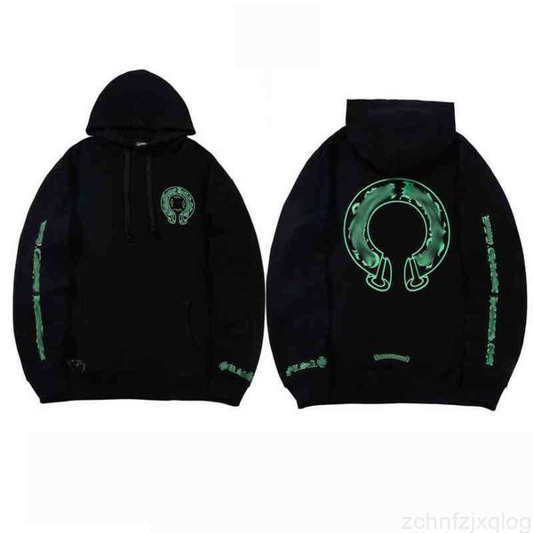 

cxwp cxwp luxury heart classic men's sweatshirts brand ch designer hoodie chromes fashion men women horseshoe sanskrit loose zipper jac, Black