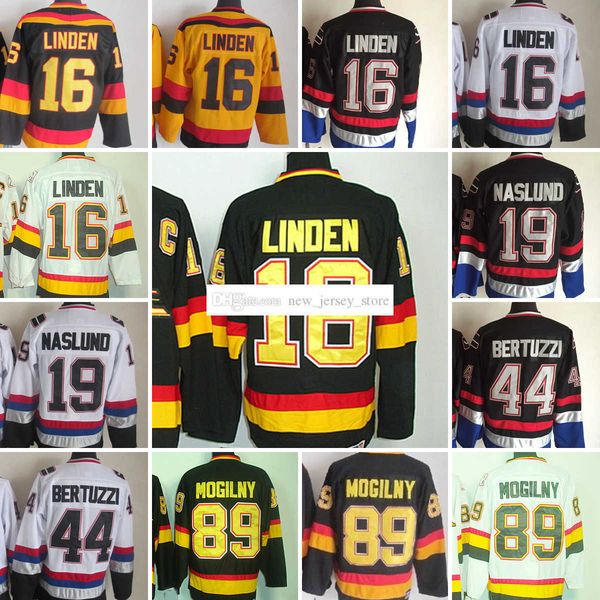 

1970-1999 movie retro ccm hockey jersey embroidery 16 trevorlinden 19 markusnaslund 44 toddbertuzzi 89 alexandermogilny vintage jerseys, Black