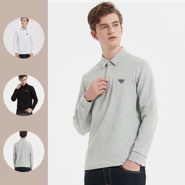 

men's polos designer man polos mens shirts long sleeve solid sportswear tshirt 3xl 4xl, White;black