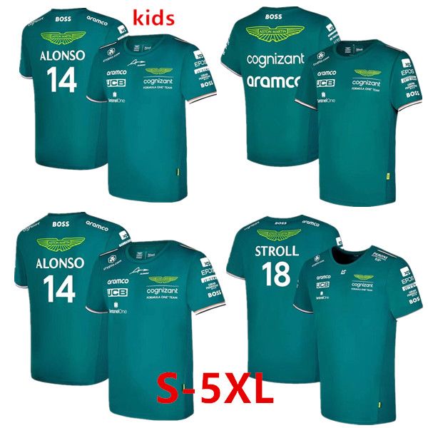 

kids men's t-shirts aston martin jersey t-shirt amf1 2023 official mens fernando alonso t-shirt formula 1 racing suit f1 shirt moto mot, Black