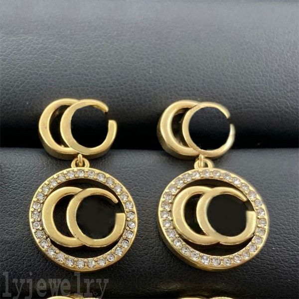 

charm diamonds luxurious women earrings designer for woman small crystals letters metal retro dangle ohrringe stud fashion jewelry plated go, Golden;silver