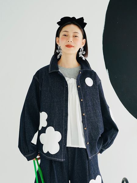 

women's jackets imakokoni girls original short jacket long sleeve denim women's 223599 230310, Black;brown