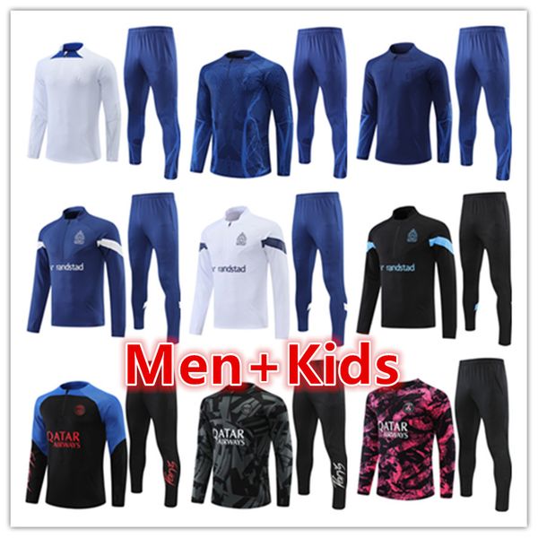

chandal tuta psgs soccer tracksuit training suit maillot soccer kit 22 23 football tracksuits jersey survetement messis mbappe 2023 mens and, Black