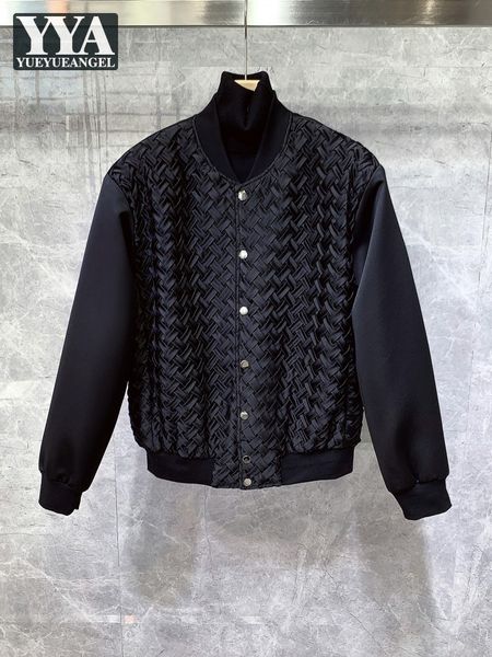 

men's jackets men high qualtiy stand collar bomber loose fit casual streetwear autumn harajuku designer weave outerwear 230311, Black;brown