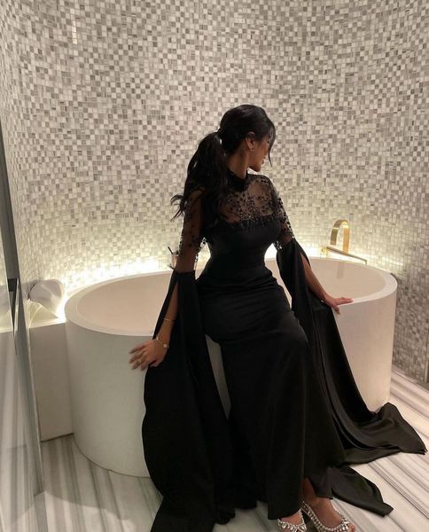 

bat sleeves evening dresses boat neck saudi arabia floor length short prom gowns vestido de festa special occasion party, Black;red