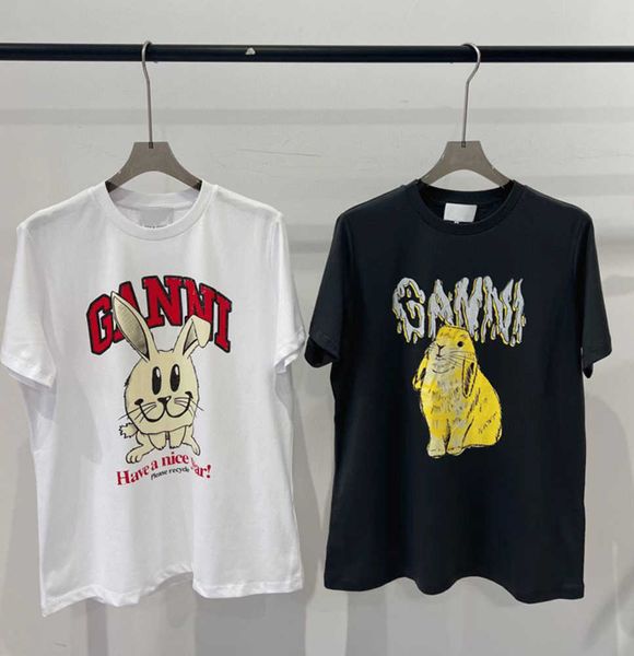 

23ss women designer t shirt fashion rabbit print round neck loose short sleeve tees, White