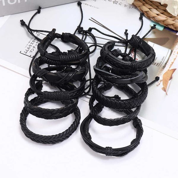 

bracelets simple multilayer adjustable leather suit bracelet link a, Black