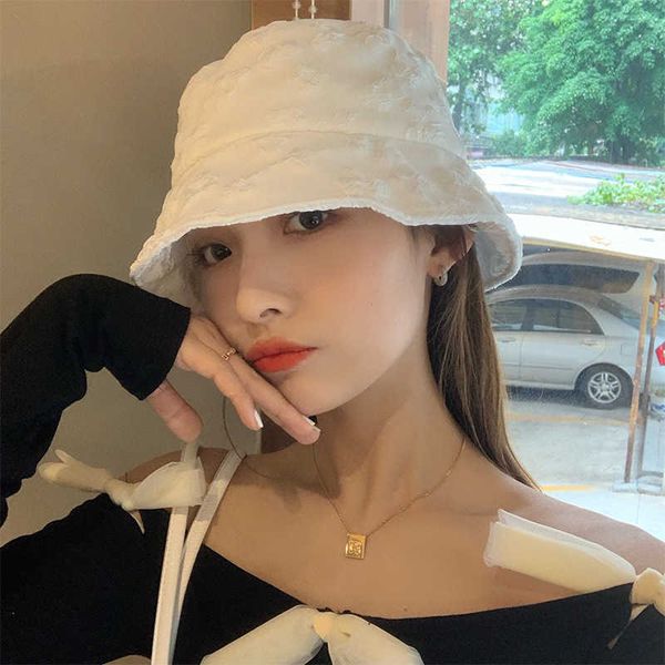 

wide brim hats white flower pleated bucket hat women spring and summer casual japanese seersucker sunscreen hat goros caliente para mujer p2, Blue;gray