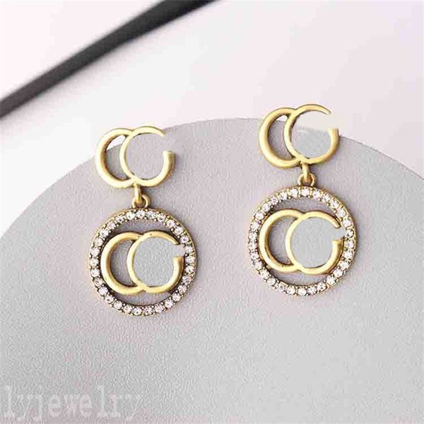 

rhinestone diamonds luxuries earring for teen girls 12-14 years old elegant romantic metal letters drop ohrringe womens luxury stud plated g, Golden;silver