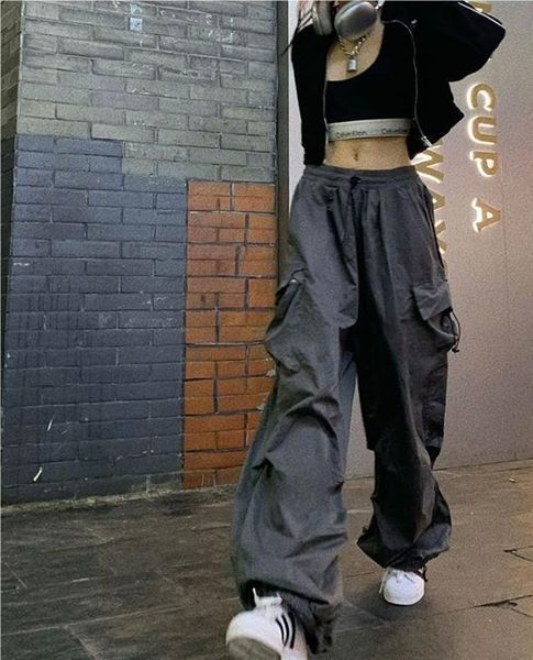 

women s pants s workwear retro american casual pant spring and autumn joker straight loose wide leg ins 230311, Black;white